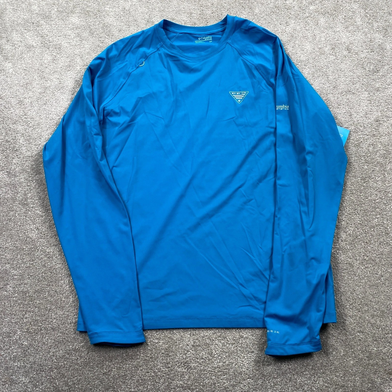 Columbia Wild Cast Long Sleeve Anti UV Sun Shirt Mens S P Blue OMNI-FREEZE