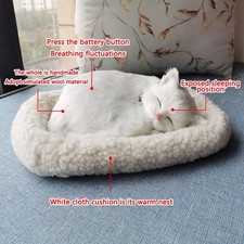 ­Realistic Sleeping Cat Toy Breathing Cat Stuffed Animal Doll With Mat Plush