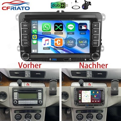DAB+ Für VW GOLF 5 6 Plus Polo Passat Touran Carplay GPS Android15 Autoradio KAM