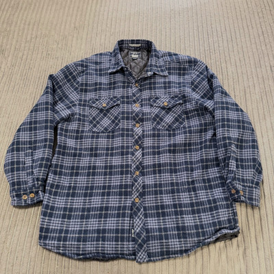 Levi Strauss & Co Shacket Mens XX Blue Plaid Flannel Outdoor Quilt Lined Shirt