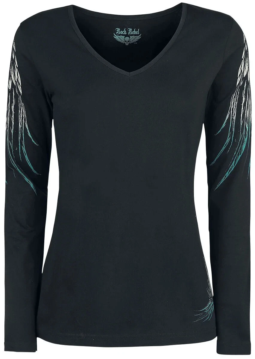 Rock Rebel by EMP Damen schwarzes Langarmshirt mit Flügel-Design