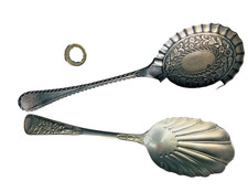 Large Spoon x2 Ornate Electro Plated Metal Metalware Vintage ra