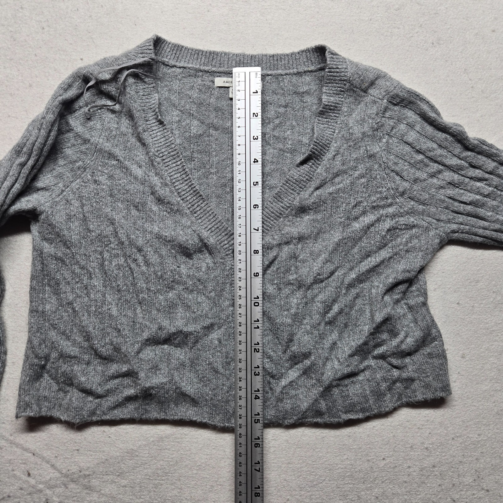 American Eagle Solid Gray Ribbed Knit Crop Y2K Bu… - image 7