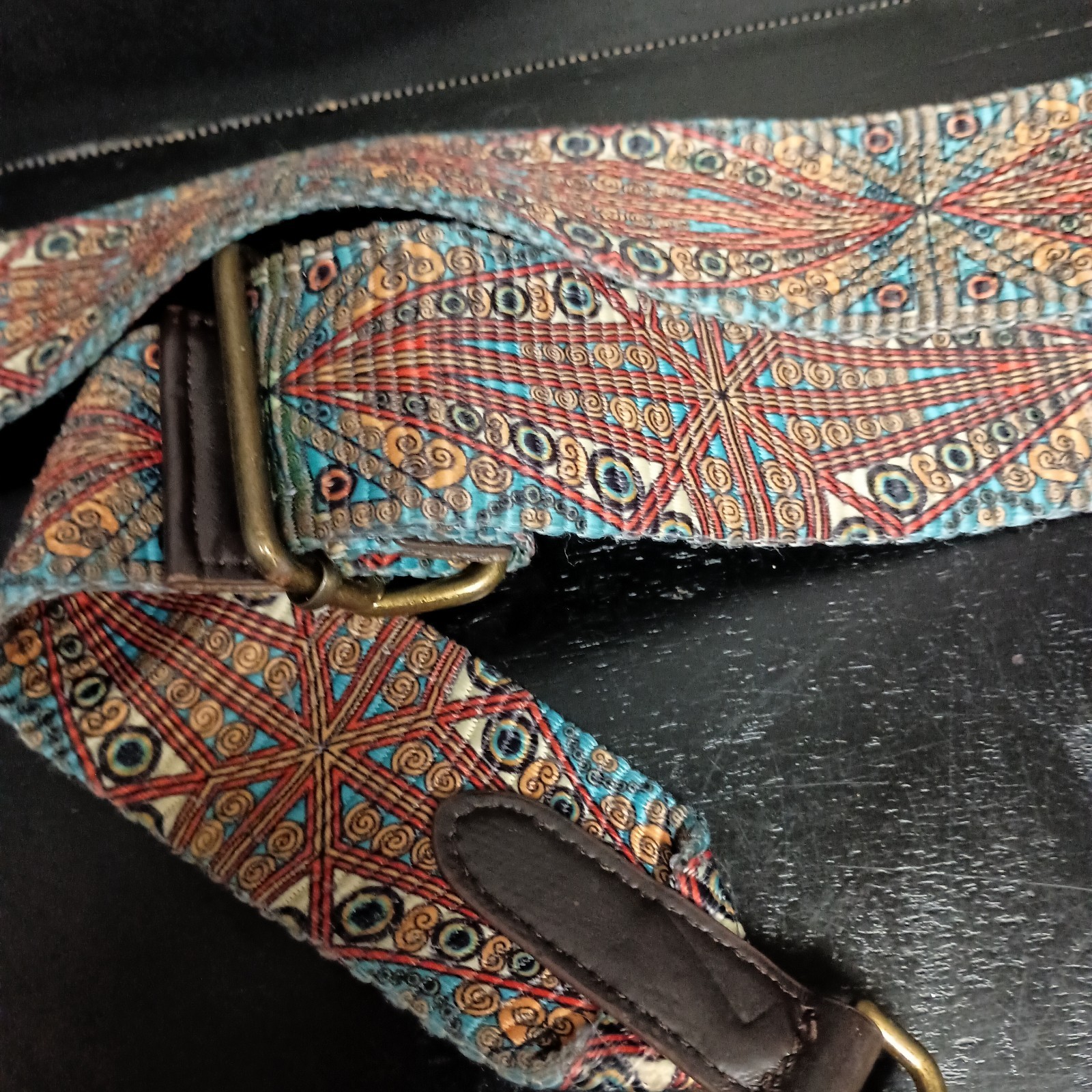 Multicolor Boho Patchwork Leather Crossbody Belt … - image 3