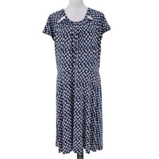 Michael Kors Dress Plus Size 1X Navy Blue Print Stretch Knit Zipper Career New