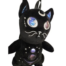 SPIRIT HALLOWEEN Black Cat Celestial Moon Stars Plush Backpack Mystical Witchy