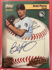 2000 Pacific Revolution Brad Penny MLB Game Ball Signatures Auto #25 Baseball