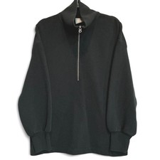 Varley Black Ribbed Half Zip Funnel Neck Oversized Pullover Sweatshirt Large