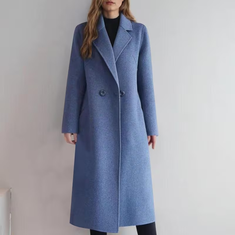 Women'S Fashion Wool Trench Coat | Notch Lapel, Flap Pockets