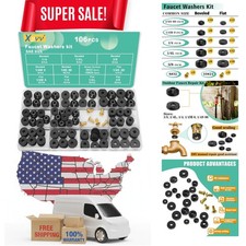 106-Piece Faucet Washer Assortment Kit for Leak Repair - Durable Rubber  Brass