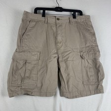 LEVI'S STRAUSS Men's Beige Khaik Solid Pockets Cargo Cotton Casual Shorts Sz 36