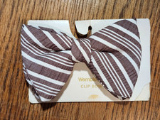 Vintage Wembley Clip-On Stripes Striped Bow Tie Brown White NEW