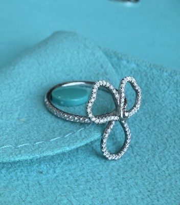 TIFFANY & CO. Platinum Pt950 Diamond LARGE Paper Flowers Ring Sz 6