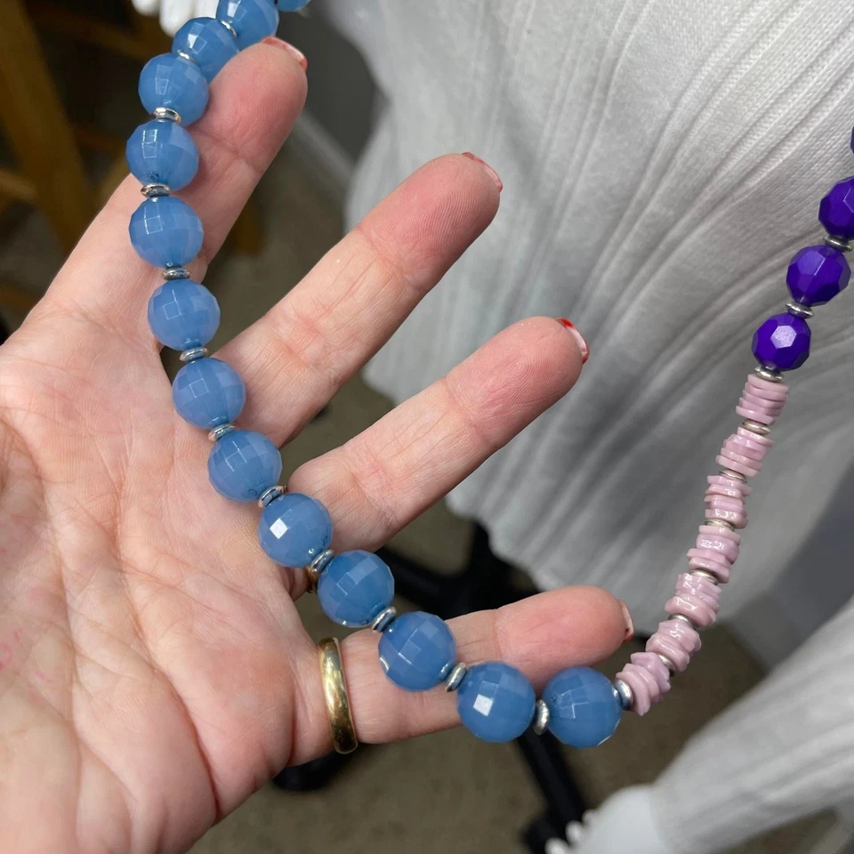 Ожерелье из бисера Чико фиолетовое бирюзово-голубое бирюзовое с подписью бижутерия - Изображение 3 из 4