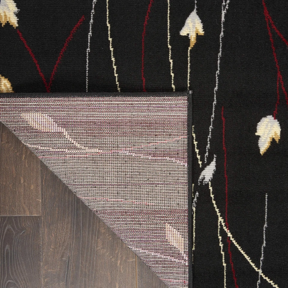 Alfombra Home Grafix negra de 7'10'' x 9'10'', moderna, botánica, dormitorio, sala de estar... Foto 4 de 4