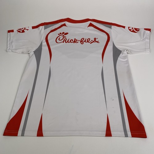Chick-Fil-A Nylon Hemd RAR Erwachsene Large rot weiß **LESEN** - Bild 10 von 15