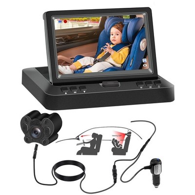 4.3'' HD Screen DVR Monitor Rear View Mirror Camera Car Back Seat Baby w/Belt Kit