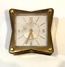 LeCoultre 8 Day Vintage Travel Clock  MCM Working AS IS (Missing Bolts No Alarm)