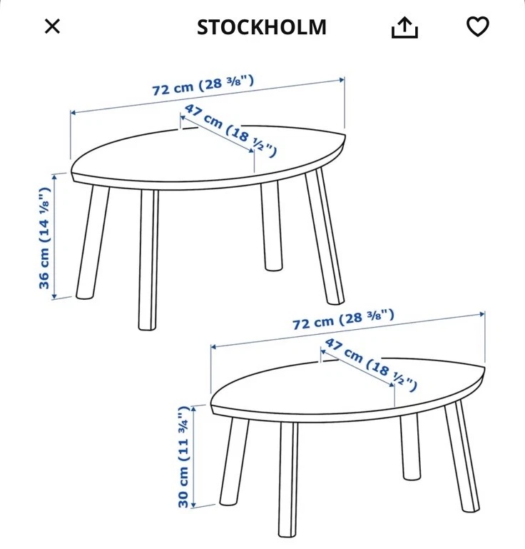 Juego de 2 Mesas Anidadoras IKEA STOCKHOLM Chapa de Nogal Mediados de Siglo Modernas Foto 3 de 4