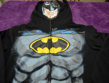 Boys size 14 Batman Hooded zipfront jacket Black fleece zip front