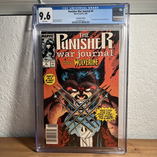Punisher War Journal 6 Newsstand CGC 9.6 (1st Punisher Vs Wolverine) Marvel 1989