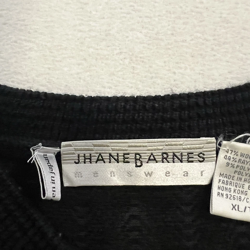 Suéter Jhane Barnes Para Hombres XL Rayón Mezcla Lana Tejido Geométrico Pullover Cuello Redondo Foto 3 de 4