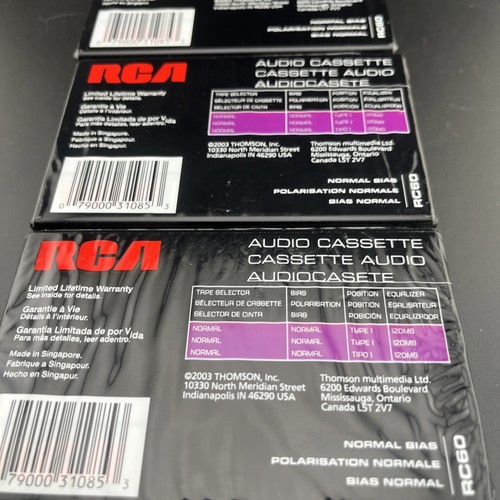 Lot Of 3 RCA 60 Minute Hi Fi Stereo Blank Audio Cassette Tapes NEW Sealed RC60 - Picture 5 of 7