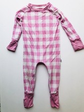 Little Sleepies Bamboo Baby Crescent Zippy Pajamas Pink Gingham Size 3-6 Months