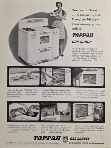 1954 Print Ad Tappan Gas Ranges Wonderful Cakes & Cookies Mansfield,Ohio