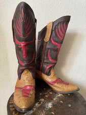 Vintage Handmade Leather Western Brown Red St...