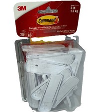 3M Command Hooks 3lb Capacity Plastic White Mega Pack 20 Hooks 24 Strips #470{6} 0.55 per strip