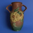 Vintage Roseville Peony 9 1/4” Two Handled Vase 64-9
