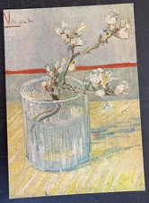 vtg postcard art Van Gogh Blooming Almond Twig painting 1984 posted