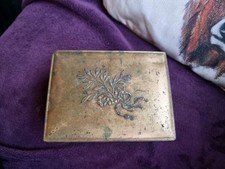 Vintage French Metal Box Storage Tin Embossed