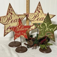 Hobby Lobby Heartland Holiday Wood Stars Christmas Decor Set OS Multicolor EX