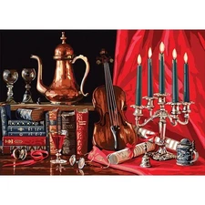 "Still-life in Red c Printed Needlepoint Tapestry  Canvas Collection D'art 12996