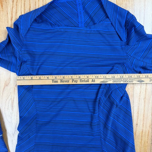 Lululemon Kanto Catch Me Long Sleeve Top Kanto Stripe Sapphire Blue Black Size 8 - Picture 14 of 15