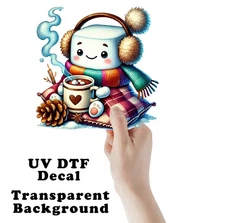 Colorful Hot Cocoa Marshmallow UV DTF Transparent Sticker / Decal