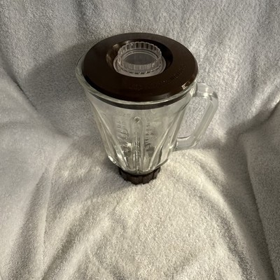 Vtg Hamilton Beach Scovill 653-1 Glass Pitcher Brown Lid & Bottom with Blades