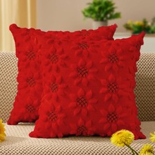 Spring Summer Pillow Covers 18x18 inch Set of 2 Red Sunflower