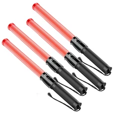 4 Pack Traffic Wand, 16 Inch Led Traffic Control Baton, Safety Light Wands wi...