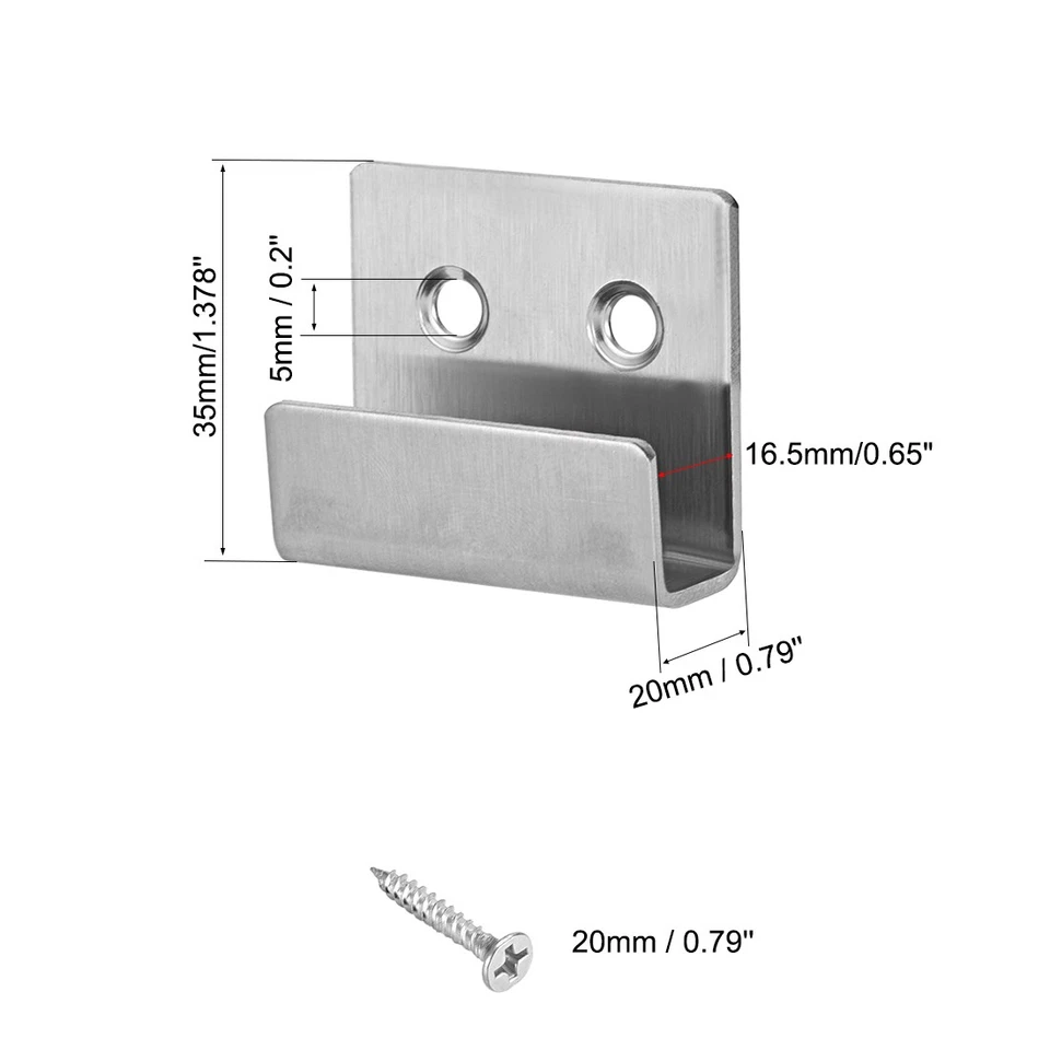 6 Pcs Wall Mounted Hook Hooks Single Clothes Hanger With Screws, Stainless Steel Foto 2 de 3