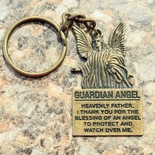 Guardian Angel Prayer Keychain Key Ring