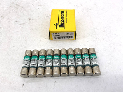 New Bussmann FNM-10 250Vac Time-Delay Fuse 10A 250V Box of 10