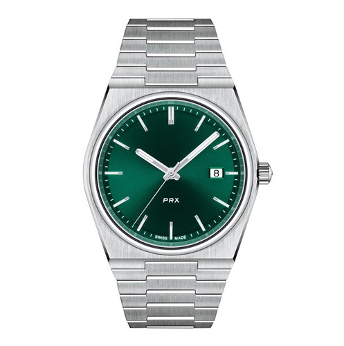 Men's Classic Watch Black Jasper Mint Green Stainless Steel Watch 40mm