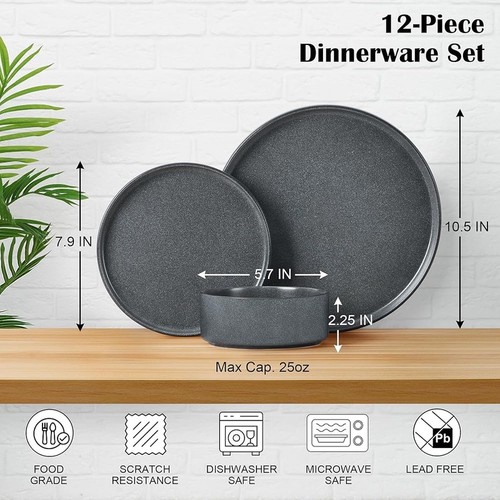 Durable Stoneware Dinnerware Set Exquisite Glazed Design Microwave Safe New - Picture 21 of 49