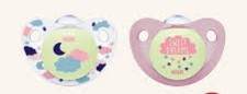 NUK Orthodontic Pacifier Baby 0-6M Glow In The Dark 2-pk Pink Night NIP