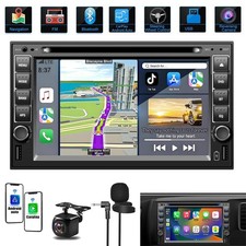 Double 2 Din Car Stereo Radio DVD CD Player Wireless Apple CarPlay GPS SWC AUX