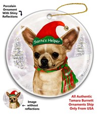 Chihuahua Smooth Santa's Helper Holiday Ornament