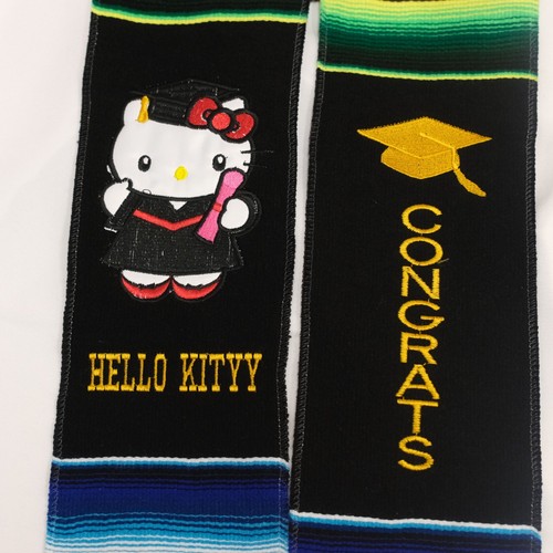 KIDS SIZE Hello Kitty Class 2025 Graduation Sash Scarf Stole Mexican Embroidered - Picture 2 of 3